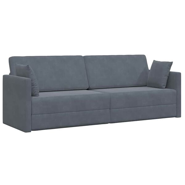 vidaXL Floor Sofa Bed Dark Grey 213 x 70 x 77 cm Velvet