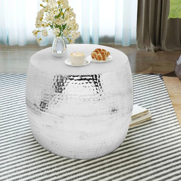 vidaXL Coffee Table Round Aluminium Silver