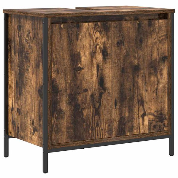 vidaXL Bathroom Basin Cabinet Smoked Oak 60x34.5x60 cm