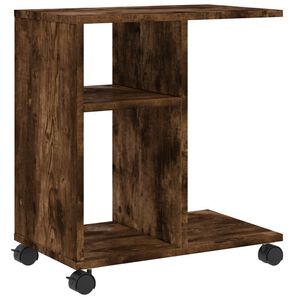 vidaXL Side Table with Wheels Smoked Oak 50x30x55 cm Engineered Wood