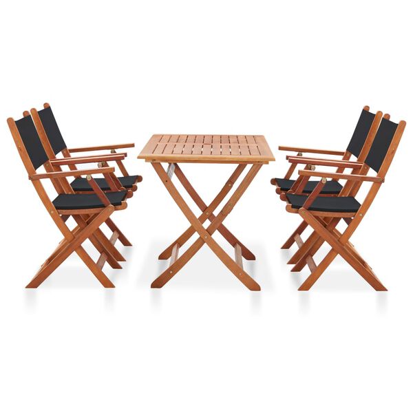vidaXL 5 Piece Outdoor Dining Set Black Solid Eucalyptus Wood