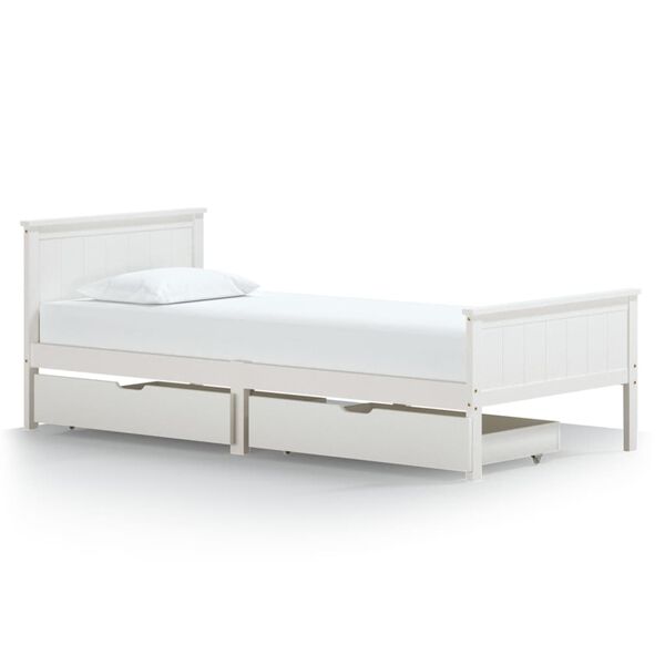 vidaXL Bed Frame without Mattress White Solid Wood Pine 100x200 cm