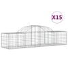 vidaXL Arched Gabion Baskets 15 pcs 200x50x40/60 cm Galvanised Iron