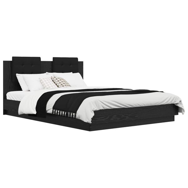 vidaXL Bed Frame with Headboard Black Oak 120 x 200 cm Engineered Wood