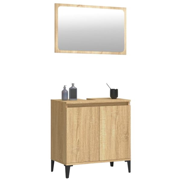 vidaXL 2 Piece Bathroom Furniture Set Sonoma Oak Engineered Wood