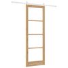 vidaXL Sliding Door Natural 83 x 232 cm Solid Pine Wood and Glass