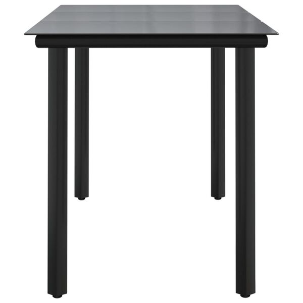 vidaXL Garden Dining Table Black 200x100x74cm Steel and Tempered Glass