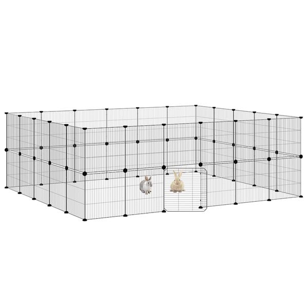 vidaXL 44-Panel Pet Cage with Door Black 35x35 cm Steel
