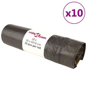 vidaXL Bin Bags with Drawstrings 250 pcs Black 35 L