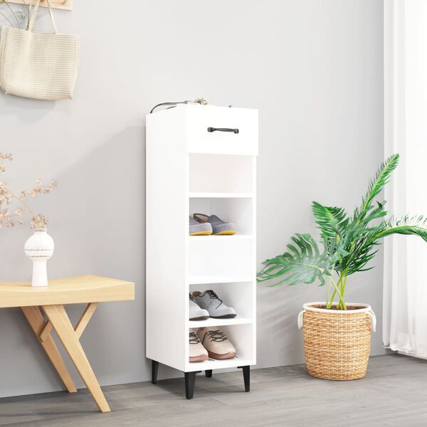 vidaXL Shoe Cabinet High Gloss White 30x35x105 cm Engineered Wood