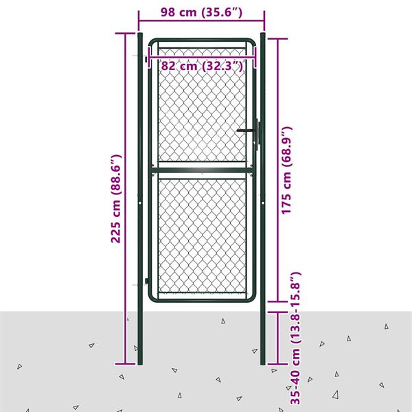 vidaXL Garden Gate Steel 100x175 cm Green