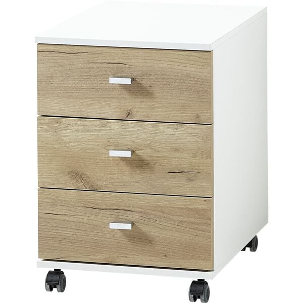 Germania Rolling Filing Cabinet Altino 40x48.9x56.9 cm Navarra-oak and White
