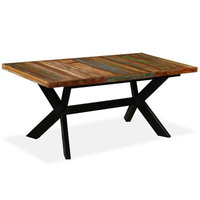 vidaXL Dining Table Solid Reclaimed Wood and Steel Cross 180 cm
