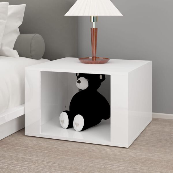 vidaXL Bedside Table High Gloss White 57x55x36 cm Engineered Wood