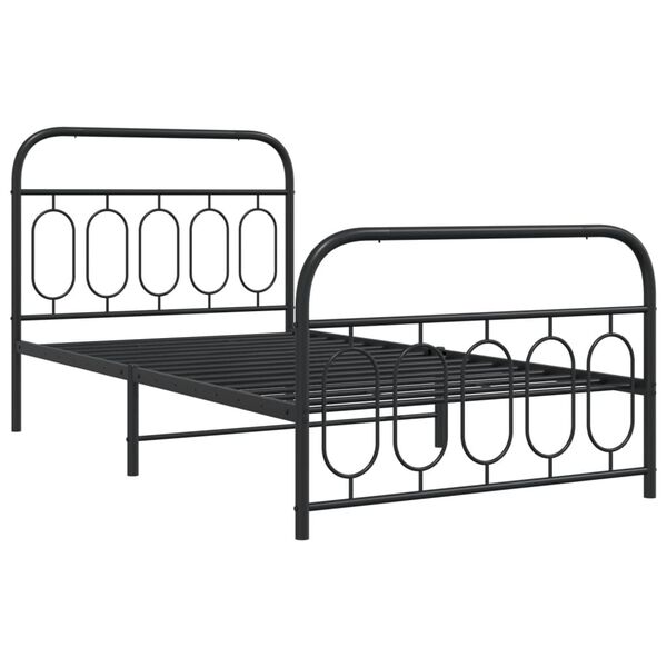 vidaXL Metal Bed Frame without Mattress with Footboard Black 100x190cm
