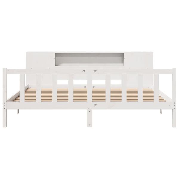 vidaXL Bookcase Bed without Mattress White 180x200 cm Super King Solid Wood Pine