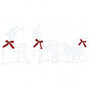 vidaXL Christmas Reindeer with sleigh 3 pcs 140 LEDs Cold White