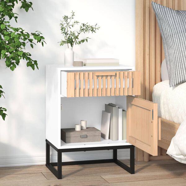 vidaXL Bedside Cabinet White 40x30x55.5 cm Engineered Wood&Iron