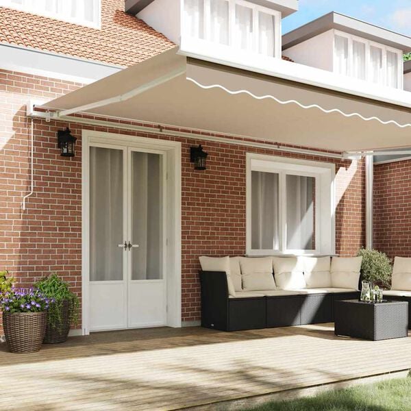vidaXL Retractable Awning Beige 500 x 300 cm Fabric and Metal