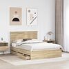 vidaXL Bed Frame with Drawer Sonoma Oak 140 x 190 cm Engineer Wood