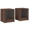vidaXL Bedside Cabinets with Glass Doors 2 pcs Brown Oak 35x37x42 cm