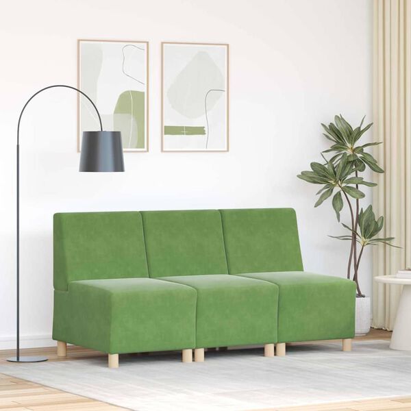 vidaXL Modular Sofa Unit Armless 3 pcs Light Green 55 x 74 x 82 cm