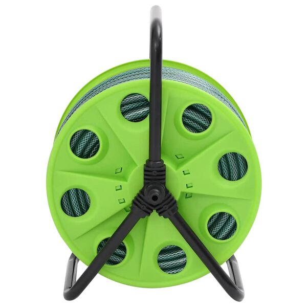vidaXL Free Standing Green Hose Reel with Hose Fitting Set 0.5" 50 m PVC