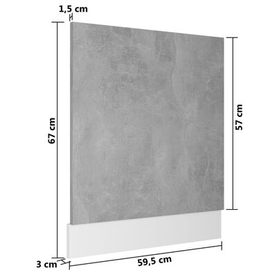 vidaXL Dishwasher Panel Concrete Grey 59.5x3x67 cm Engineered Wood