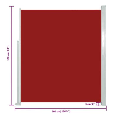 vidaXL Retractable Side Awning 160 x 500 cm Red
