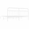 vidaXL Metal Bed Frame without Mattress with Headboard White 200x200cm