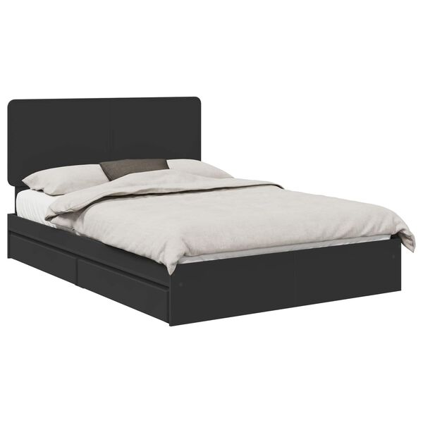 vidaXL Storage Bed with Headboard Black 140 x 190 cm Engineered Wood