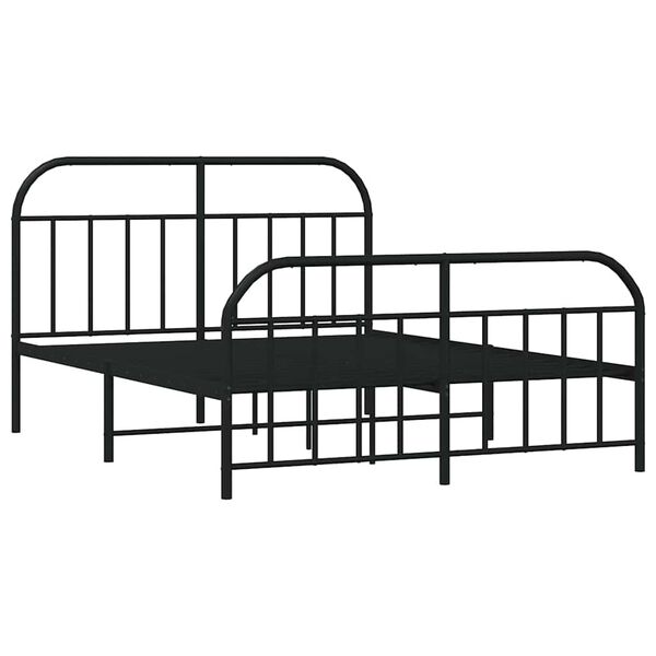 vidaXL Metal Bed Frame without Mattress with Footboard Black 140x200cm