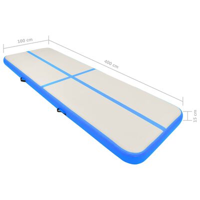 vidaXL Inflatable Gymnastics Mat with Pump 400x100x15 cm PVC Blue