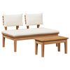 vidaXL Garden Bench 2 pcs Cream and Brown Solid Teak wood