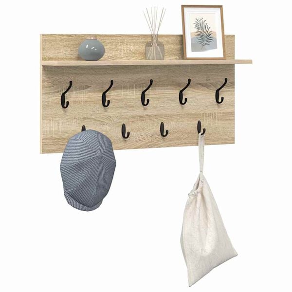 vidaXL Wall-Mounted Coat Rack with Shelf Sonoma Oak 80 x 40 x 12 cm