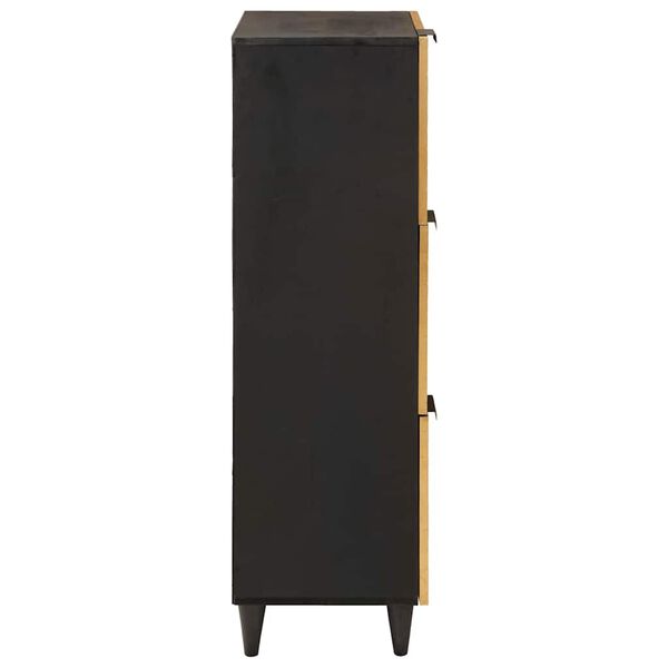 vidaXL Side Cabinet Black and Gold 40 x 33.5 x 110 cm Solid Mango Wood