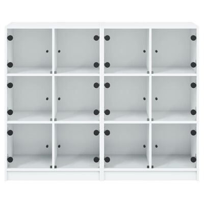 vidaXL Bookcase with Doors White 136x37x109 cm Engineered Wood