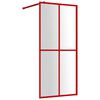 vidaXL Walk-in Shower Wall with Clear ESG Glass Red 80x195 cm