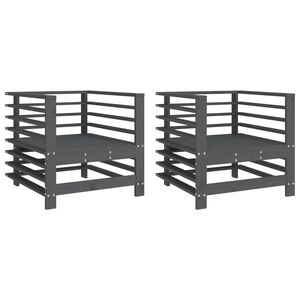 vidaXL Garden Chairs 2 pcs Grey Solid Wood Pine