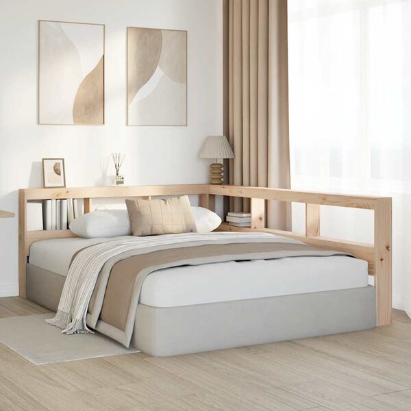 vidaXL Bookcase Headboard L-Shaped 150 cm Solid Wood Pine