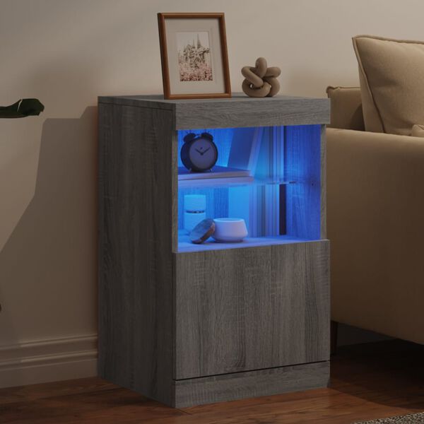 vidaXL Sideboard with LED Lights Grey Sonoma 41x37x67 cm