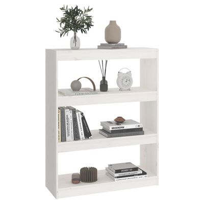 vidaXL Book Cabinet/Room Divider White 80x30x103.5 cm Solid Wood Pine