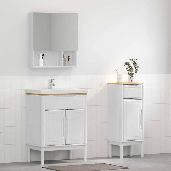 vidaXL Bathroom Furniture Set with Drawer 2 pcs White Solid Pine Wood