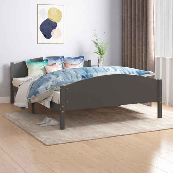 vidaXL Bed Frame without Mattress Dark Grey Solid Pine Wood 160x200cm