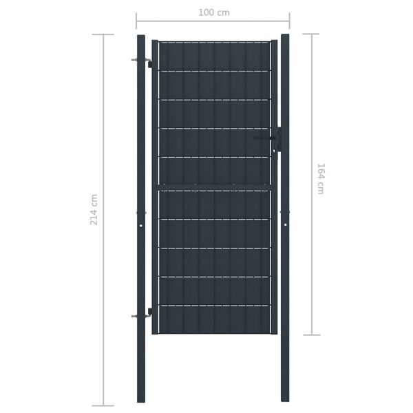 vidaXL Fence Gate PVC and Steel 100x164 cm Anthracite