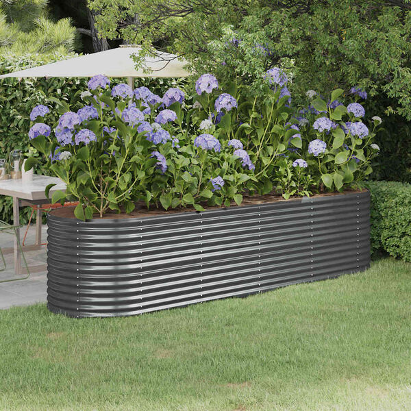 vidaXL Garden Raised Bed Galvanised Steel 296x80x68 cm Anthracite