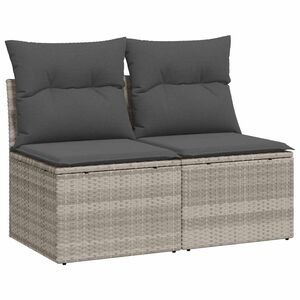 vidaXL 2 Piece Garden Sofa Set with Cushions Light Grey Poly Rattan Acacia