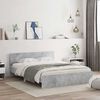 vidaXL Bed Frame with Headboard and LED Concrete Grey 150x200 cm King Size