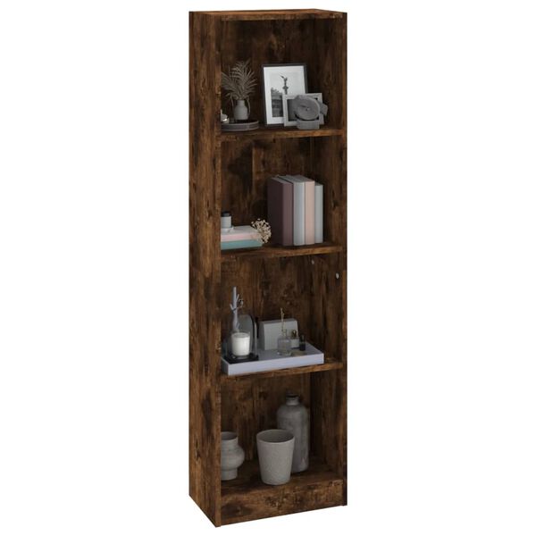 vidaXL 4-Tier Book Cabinet Smoked Oak 40x24x143 cm Engineered Wood