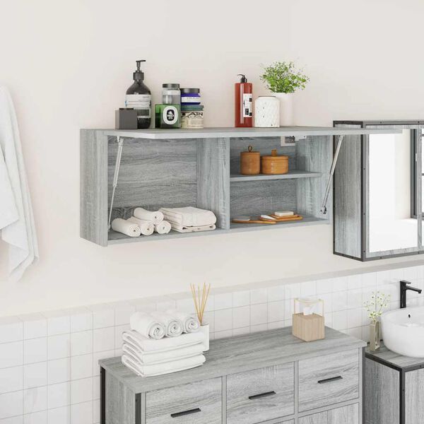 vidaXL Bathroom Wall Cabinet Grey Sonoma 100x25x40 cm Engineered Wood